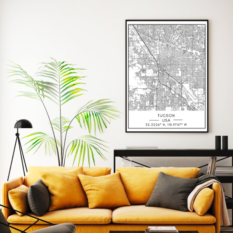 Stadtplan von Tucson – Leinwandbild