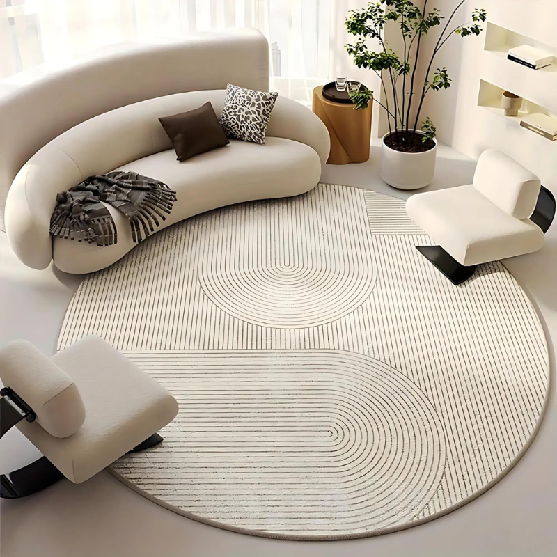Runder Teppich im skandinavischen Design – Moderner Anti-Rutsch Teppich für Wohnzimmer & Schlafzimmer | Brehn