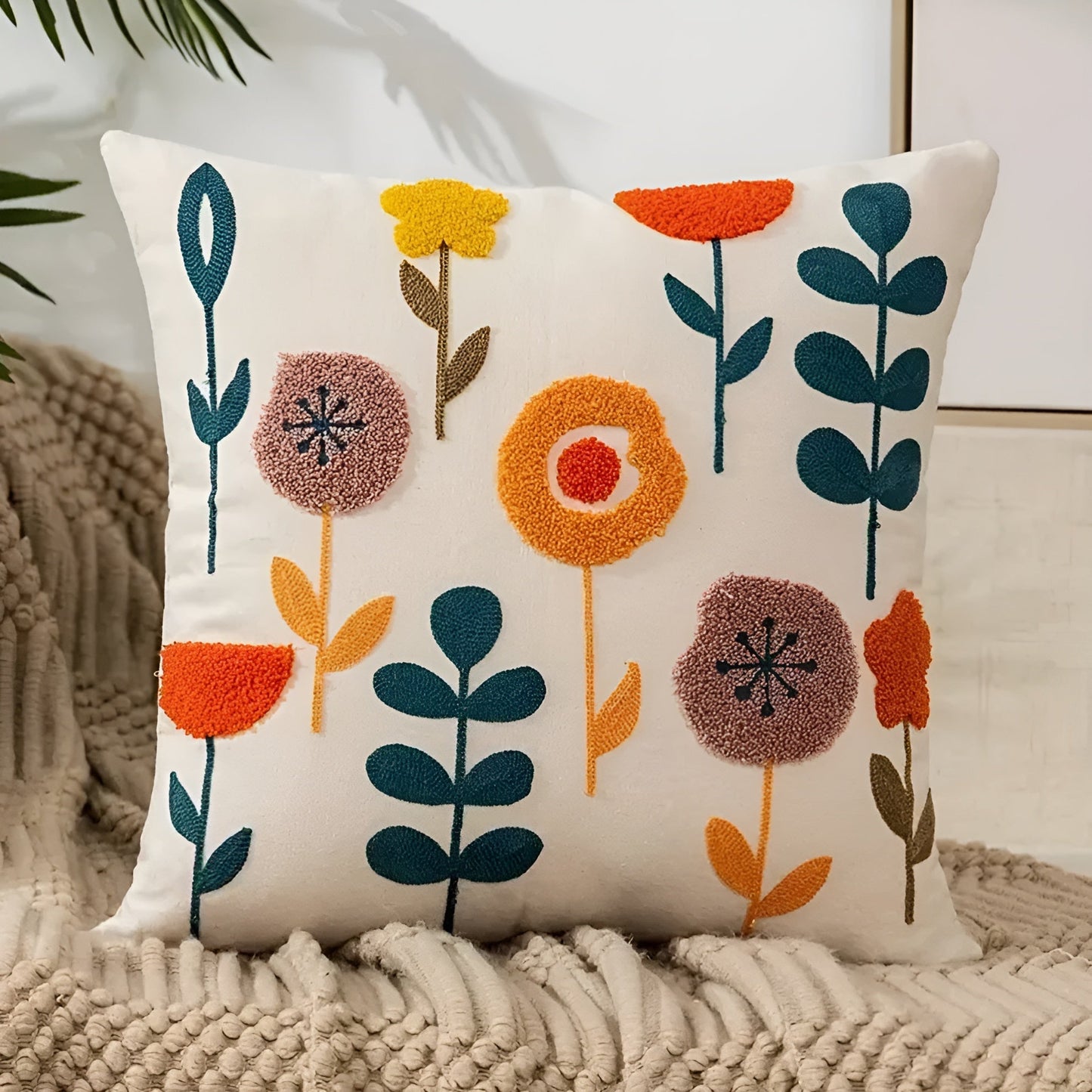 Dekorativer Kissenbezug mit Blumenmuster – weich und bequem | Stilvolle Wohnzimmerdekoration