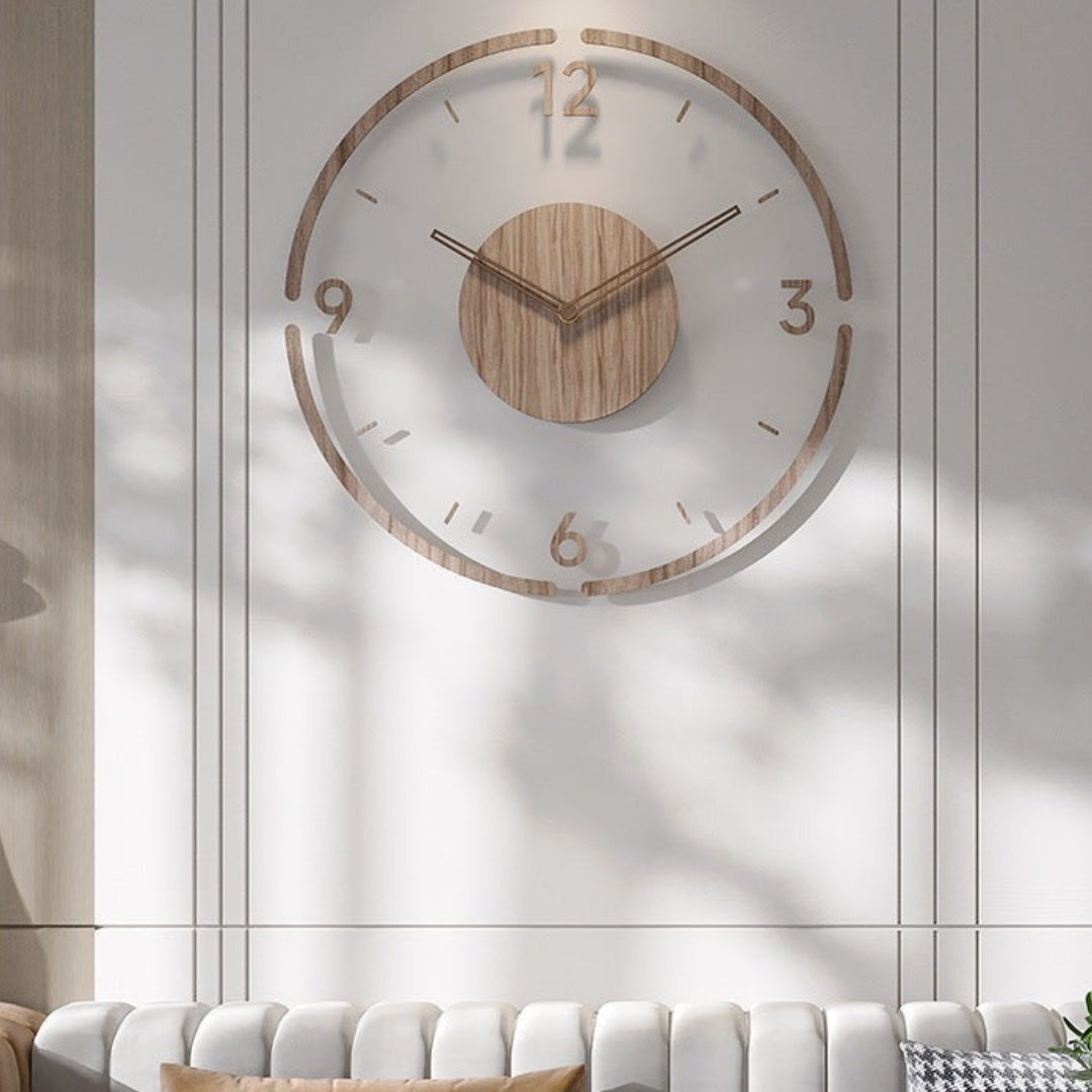 35cm Nordic Minimalist Wanduhr aus massivem Holz