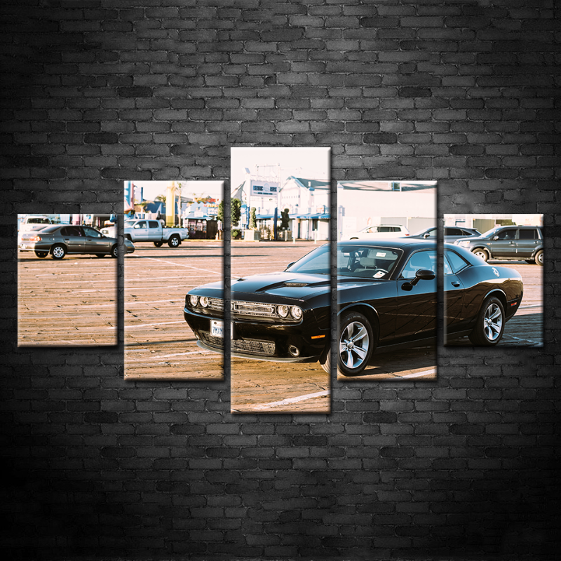 5 Stücke Klassisches Schwarz Vintage Auto - Leinwand Wandkunst Gemälde