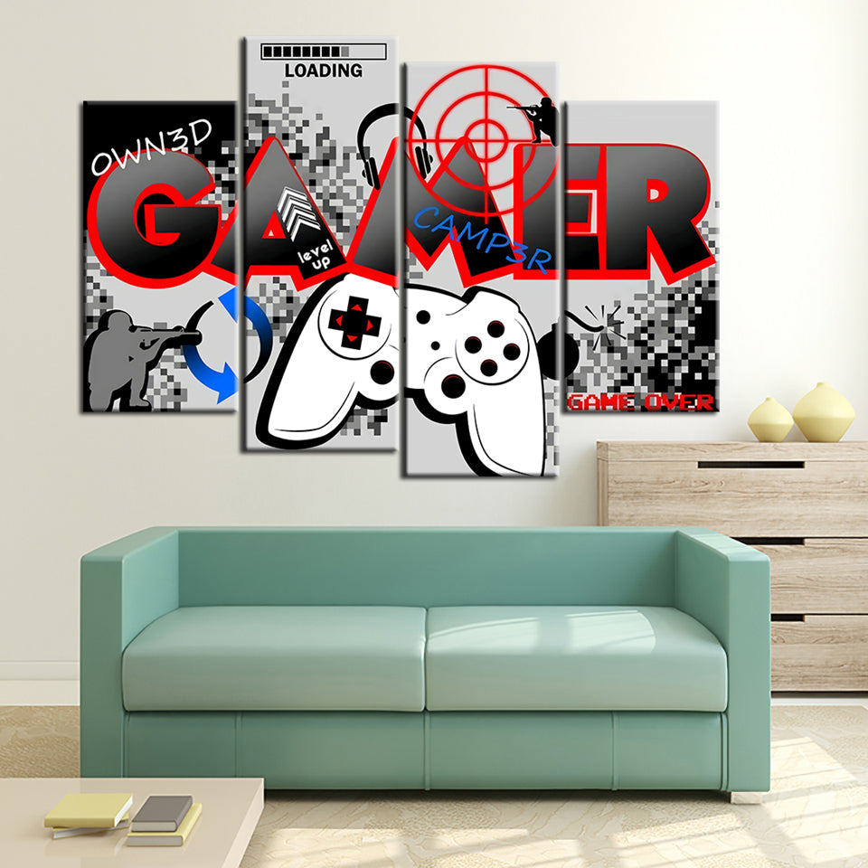 Gamer Board 4 Stück - Leinwand Wandkunst Malerei