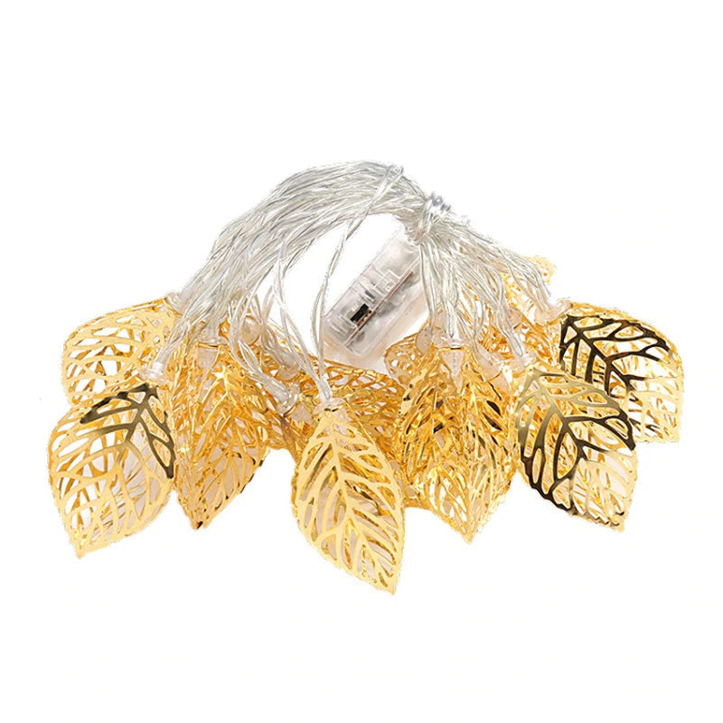 Goldene Blätter-Lichterkette