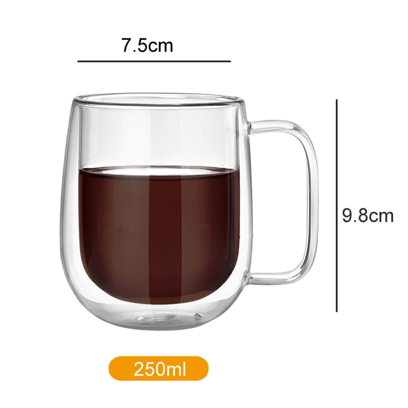 Handgefertigte doppelte thermisch isolierte Glas-Tasse