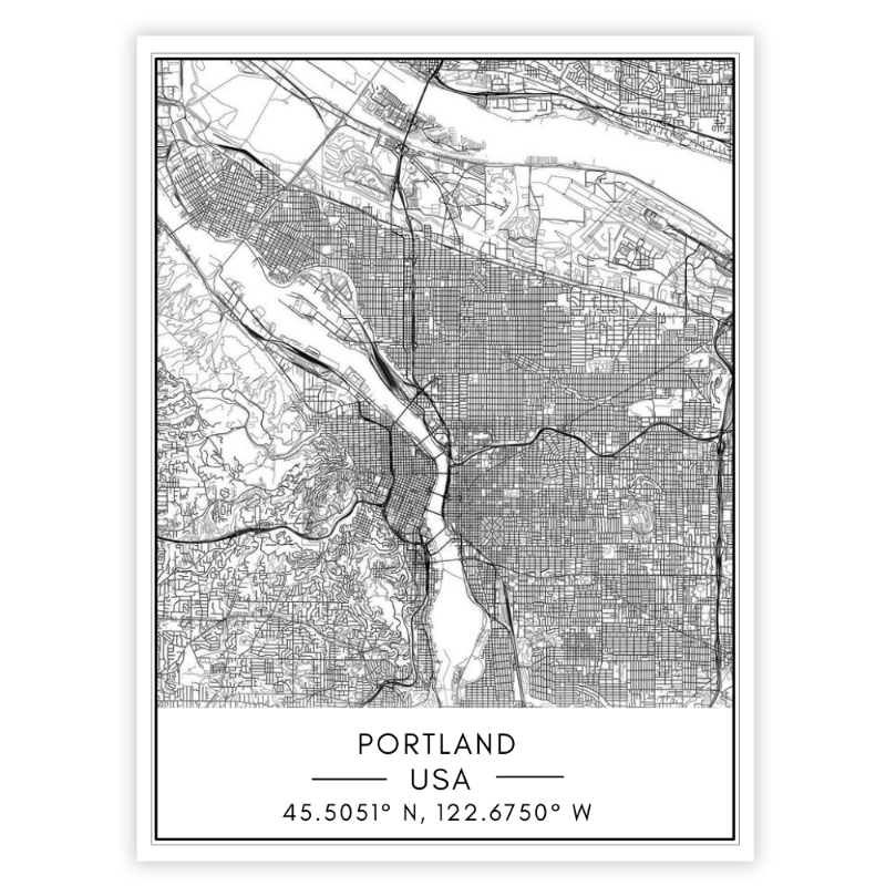 Stadtplan von Portland – Leinwandbild