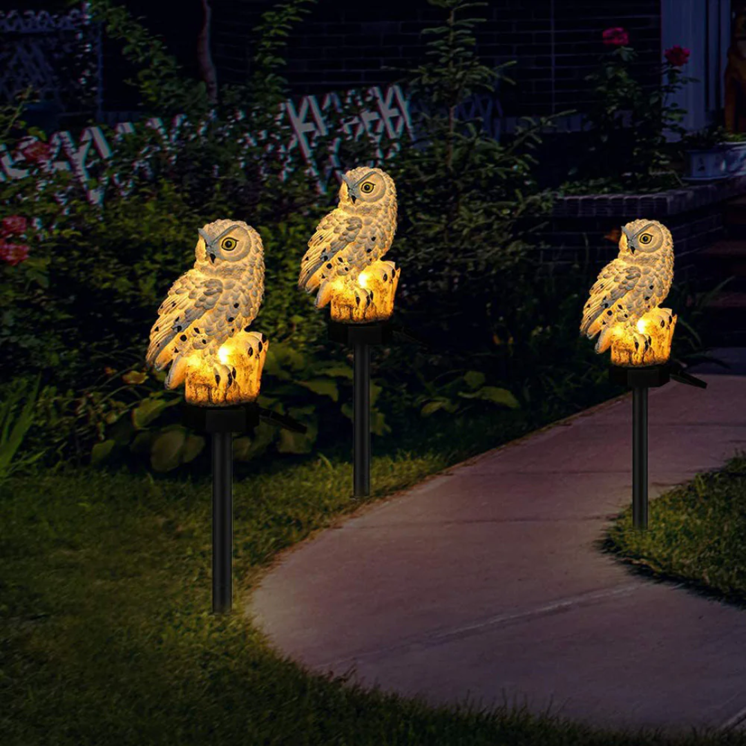 Solar Gartenlampe Uilux – Drahtlose Außenlampe betrieben mit Solarenergie im Eulendesign | Brehn
