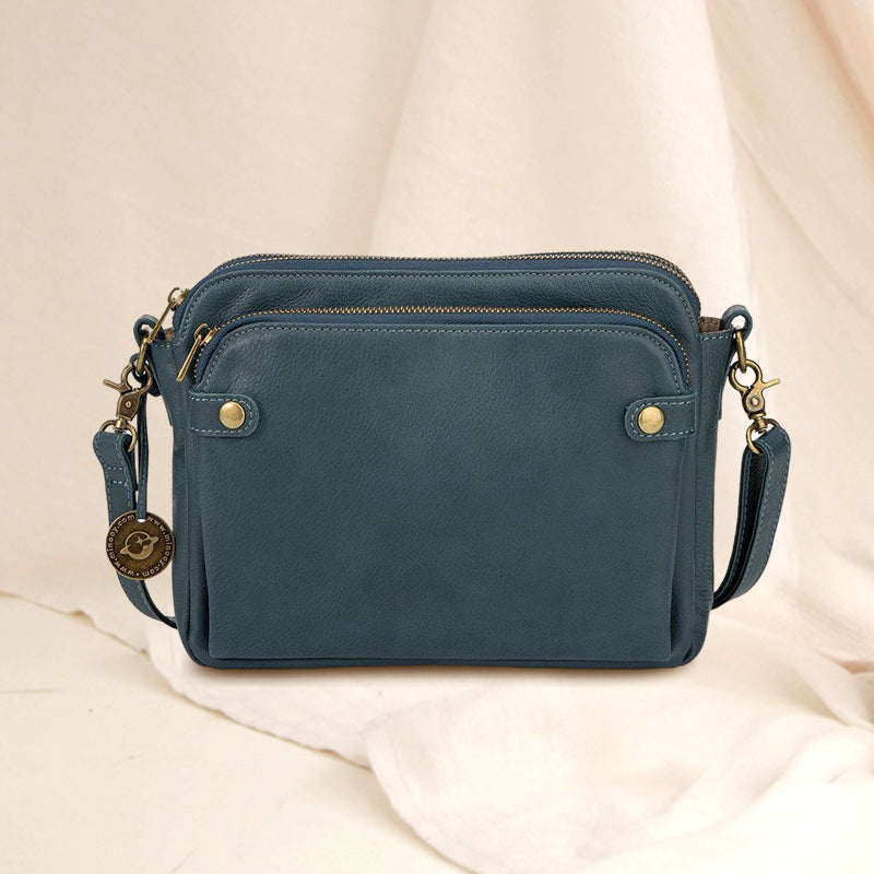 Dreilagige Leder-Umhängetasche, Schultertasche & Clutch