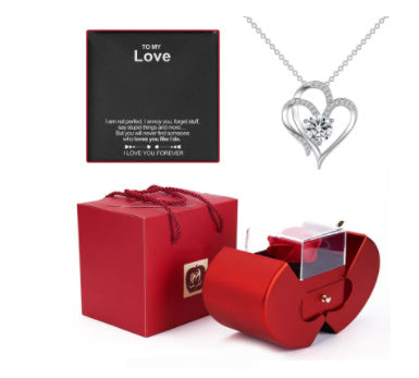 Rote Apfel Schmuckbox mit ewiger Rose und Halskette | Brehn