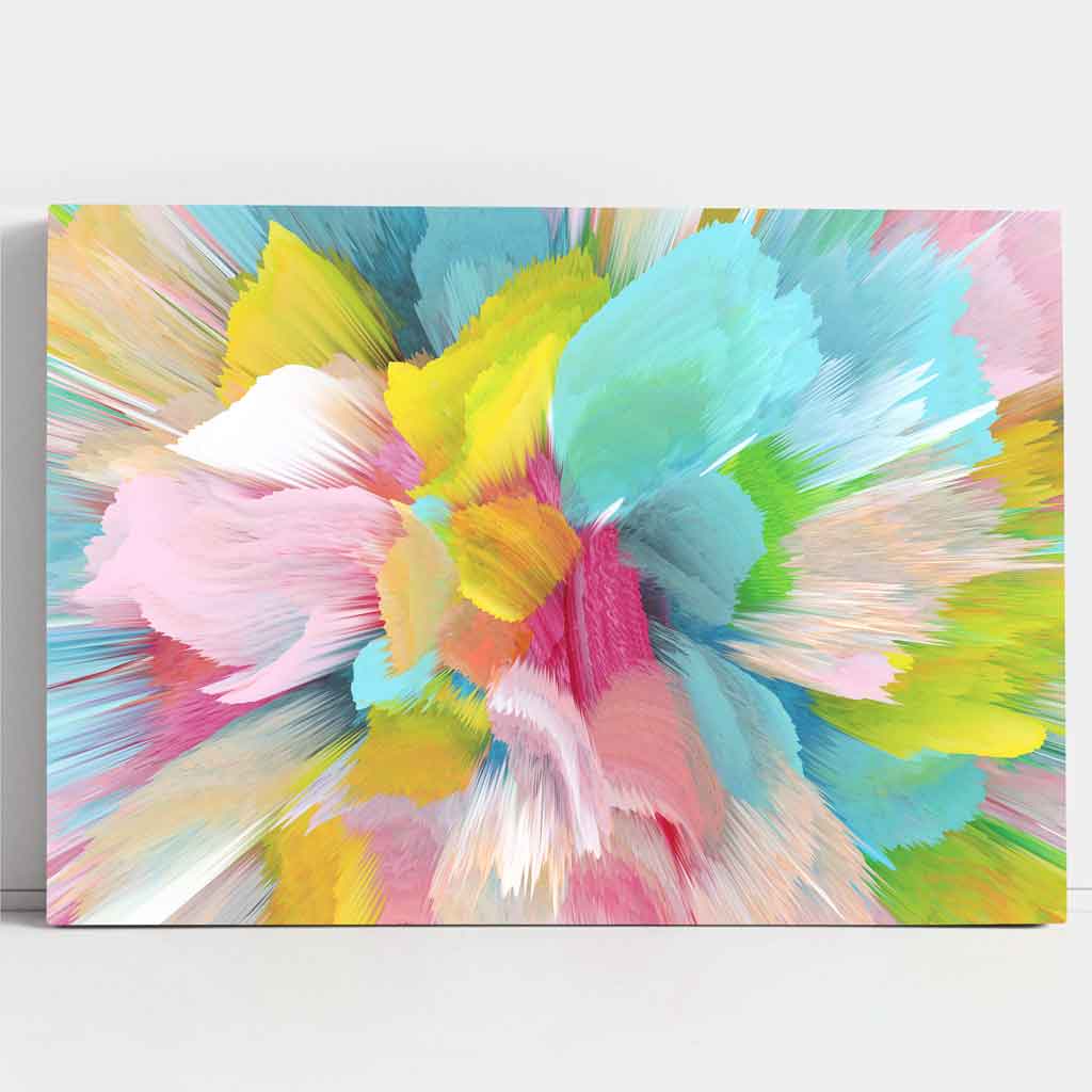Abstrakter blau-rosa floraler Wandbild-Leinwanddruck