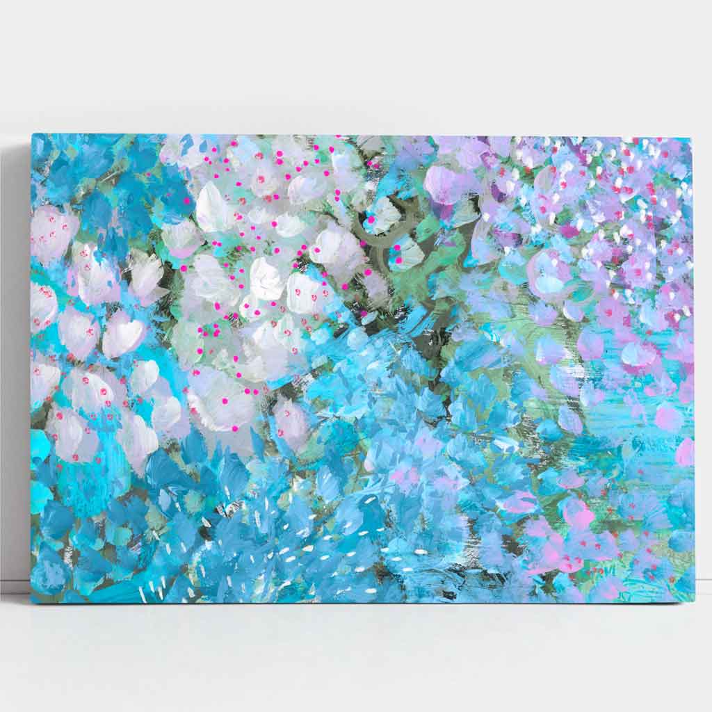 Abstrakte florale Leinwandbilder in Blau