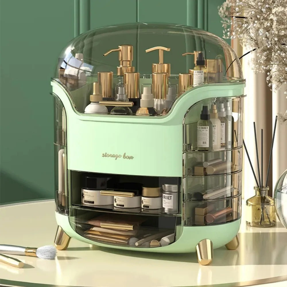 Luxuriöser transparenter Makeup-Organizer mit rotierenden Türen und Schubladen | Brehn