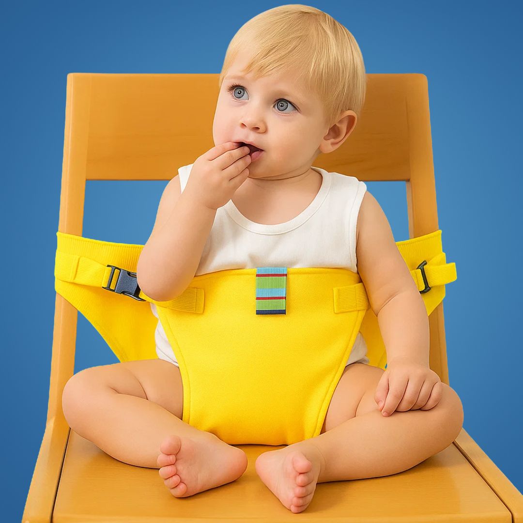 SeatGuard | Kindersitzgurt – Sicherer verstellbarer Sitz – Atmungsaktiver Baumwollstoff – Tragbare Sicherheitslösung zum Essen für reisende Eltern Brehn