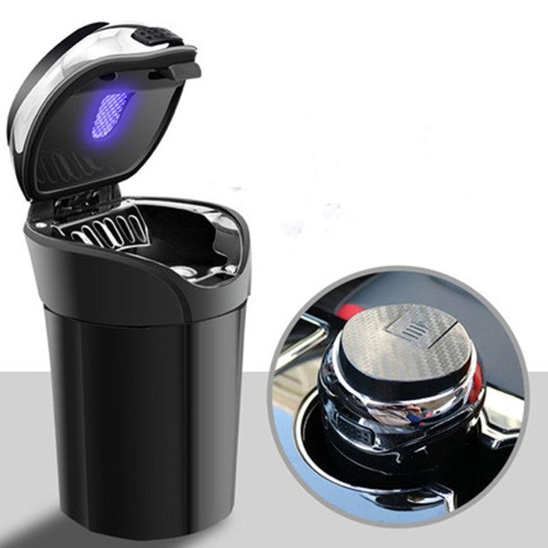 Brehn | Abnehmbarer Edelstahl-Autotaschenaschenbecher mit Deckel und LED-Licht, betrieben
