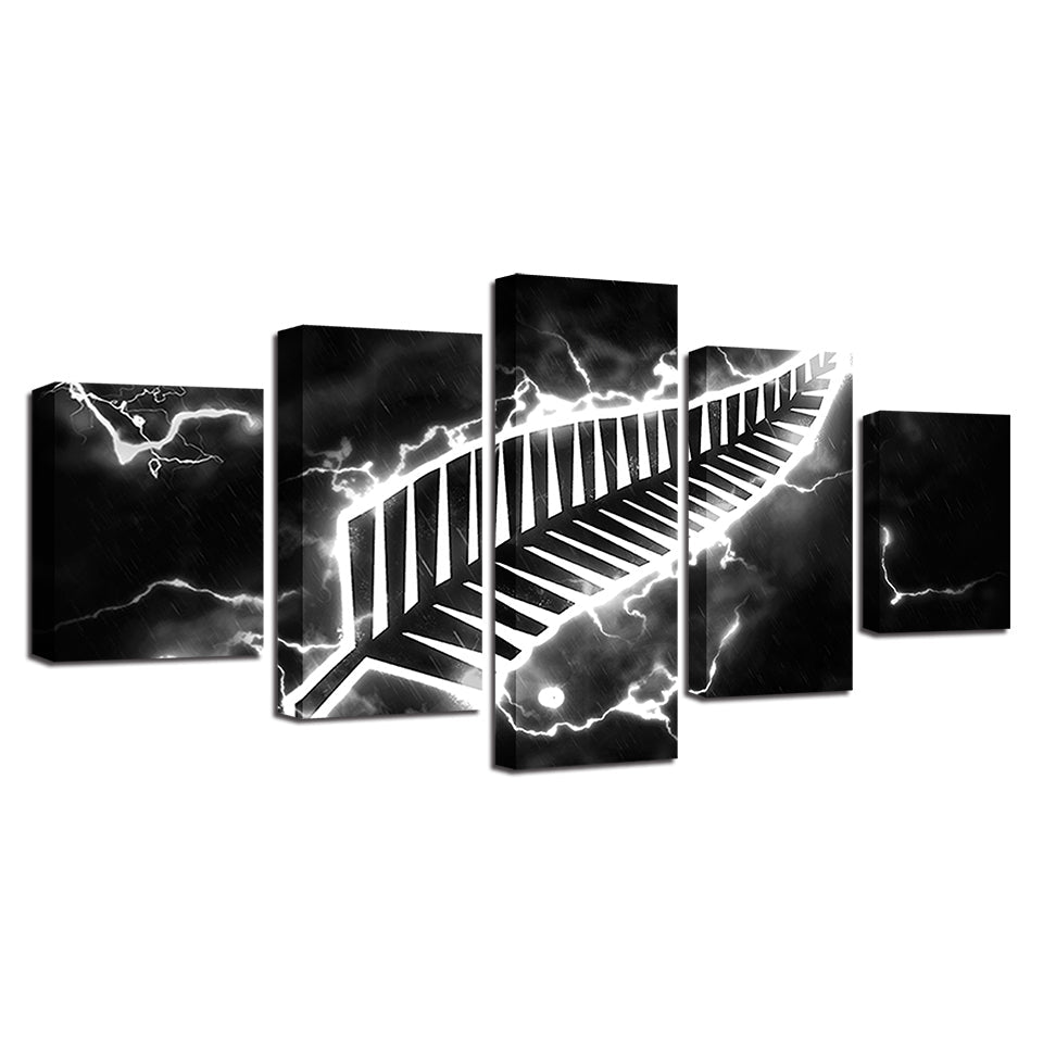 Schwarzes Thunder Feather 5 Stück - Leinwand Wandkunst Gemälde