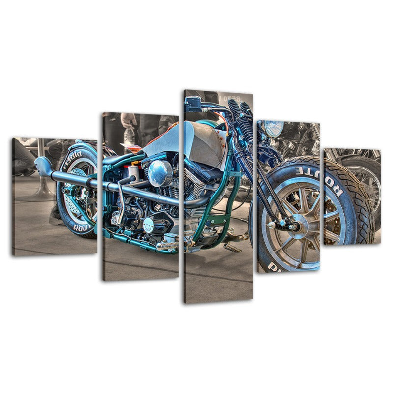 5-teilige Nahaufnahme Blau Reiter Fahrrad - Leinwand Wandkunst Gemälde