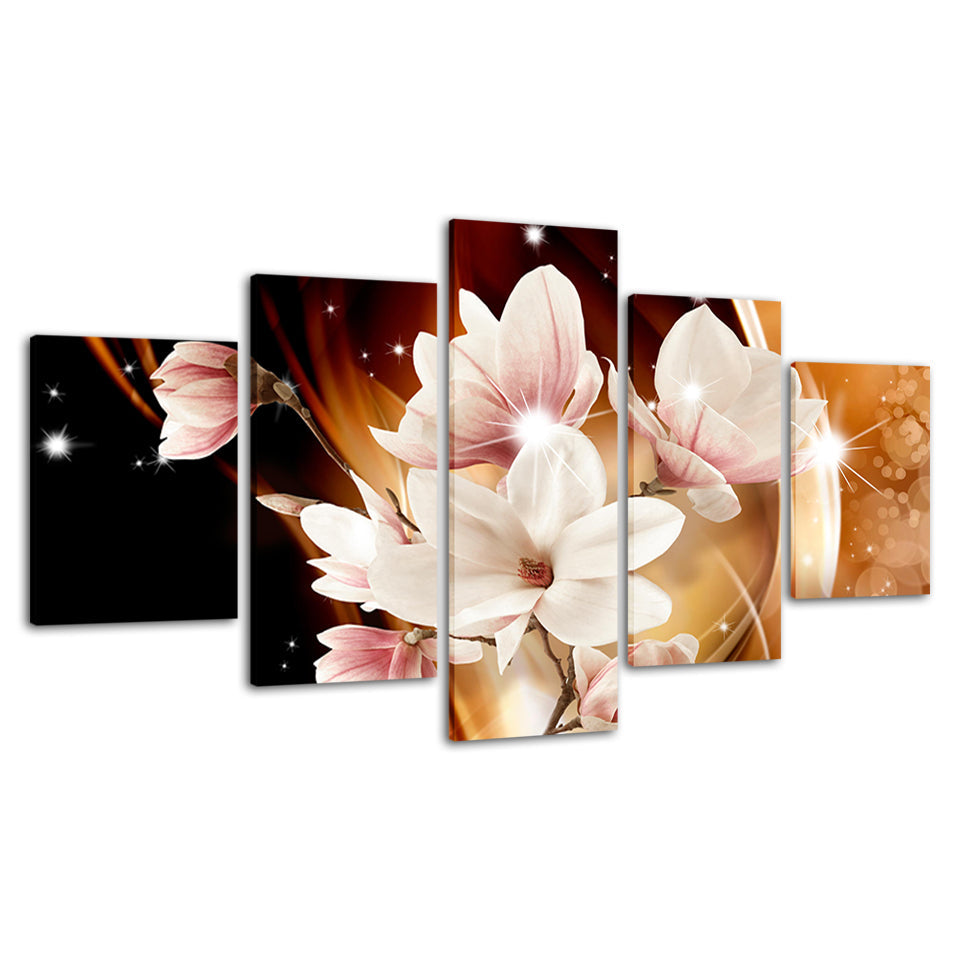 Deep Magnolias 5 Teile - Leinwand Wandkunst Gemälde