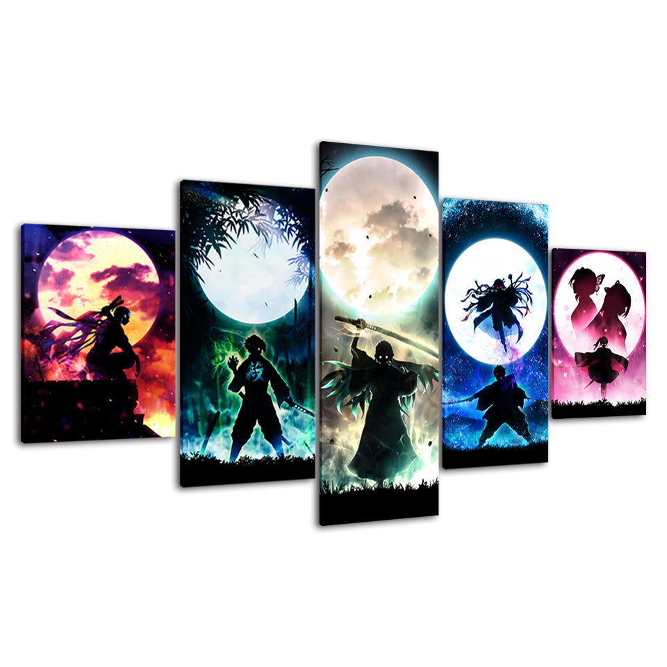 Demon Slayer - 5-teilige Leinwand Wandkunst Malerei - Atemberaubendes, von Anime inspiriertes Design