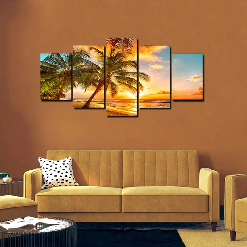 5 Stück Sunset Sea Beach Leinwand Wandkunst Malerei