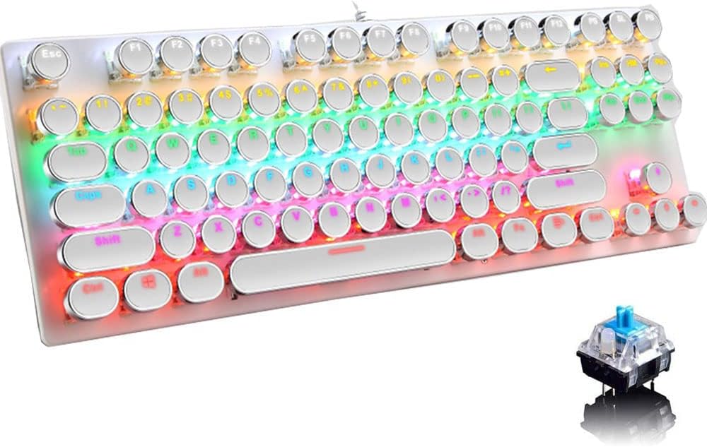 Mechanische Gaming-Tastatur mit 87 Tasten, RGB-Hintergrundbeleuchtung und blauen Schaltern