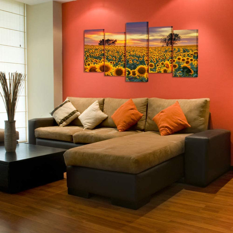 5-teilige Sonnenblumenbauern Leinwand Wandkunst Malerei