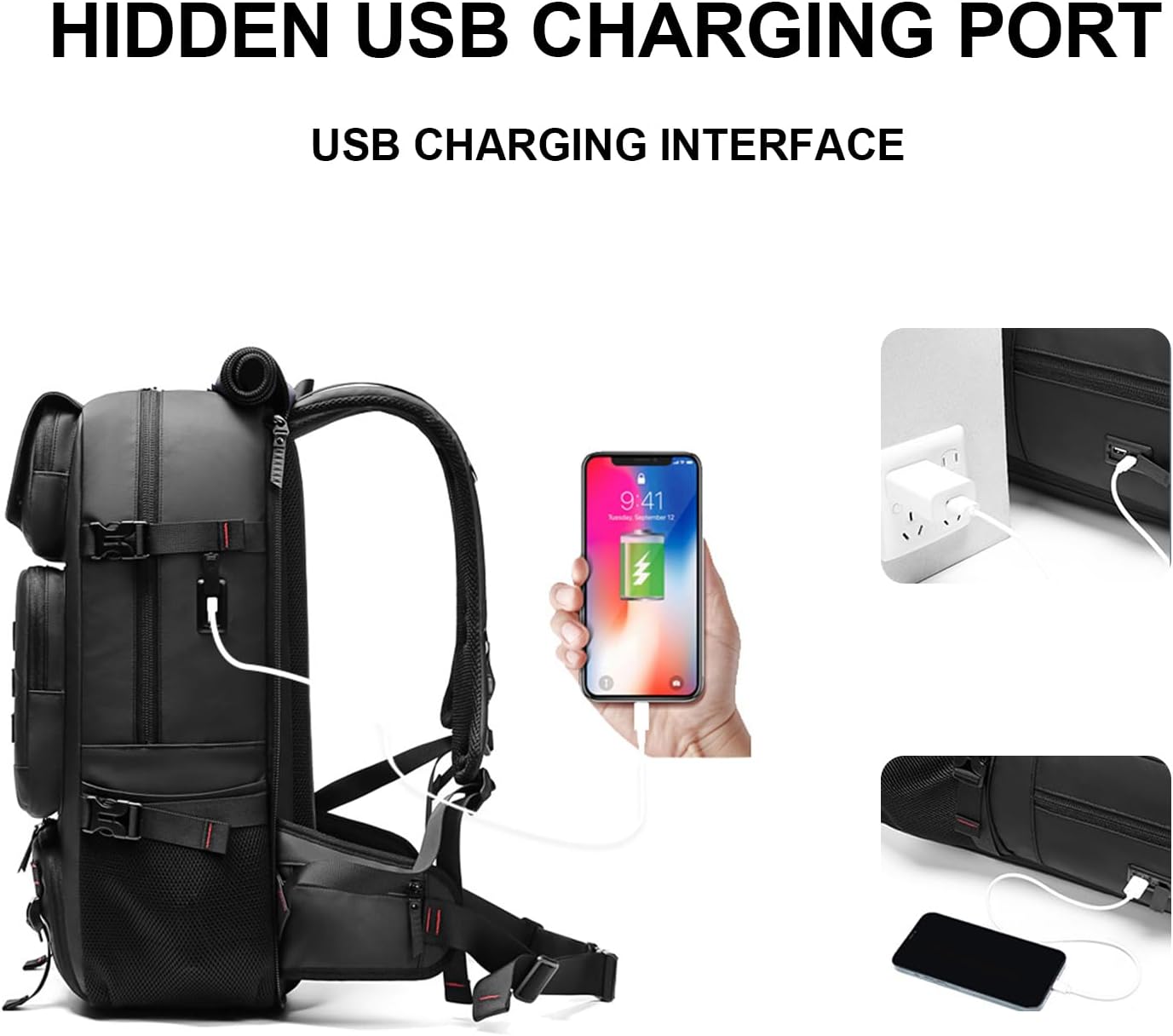 50L wasserdichte Reise-Rucksack mit Schuhfach & USB-Anschluss | Brehn