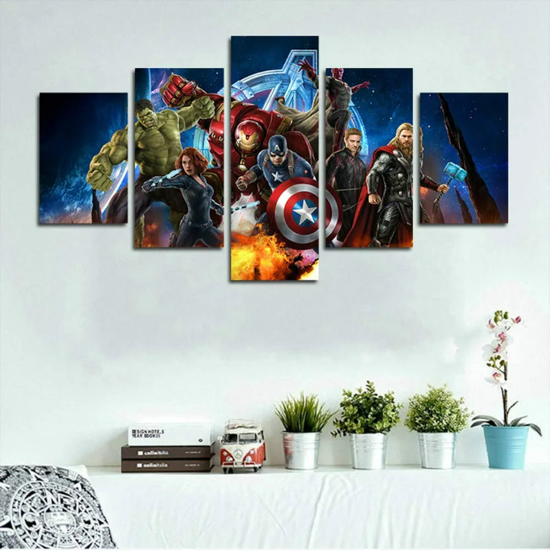 Set mit 5 Avengers-Superhelden-Wandleinwänden