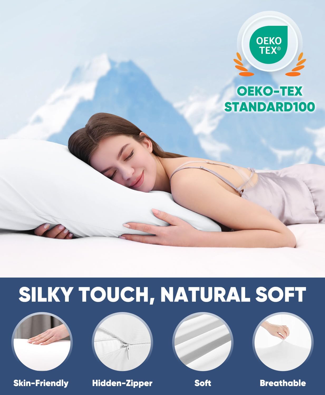 2-Pack Premium Seidene Super Kühlende Weiße Kissenbezüge – Extreme Q-Max 0.5 | Brehn