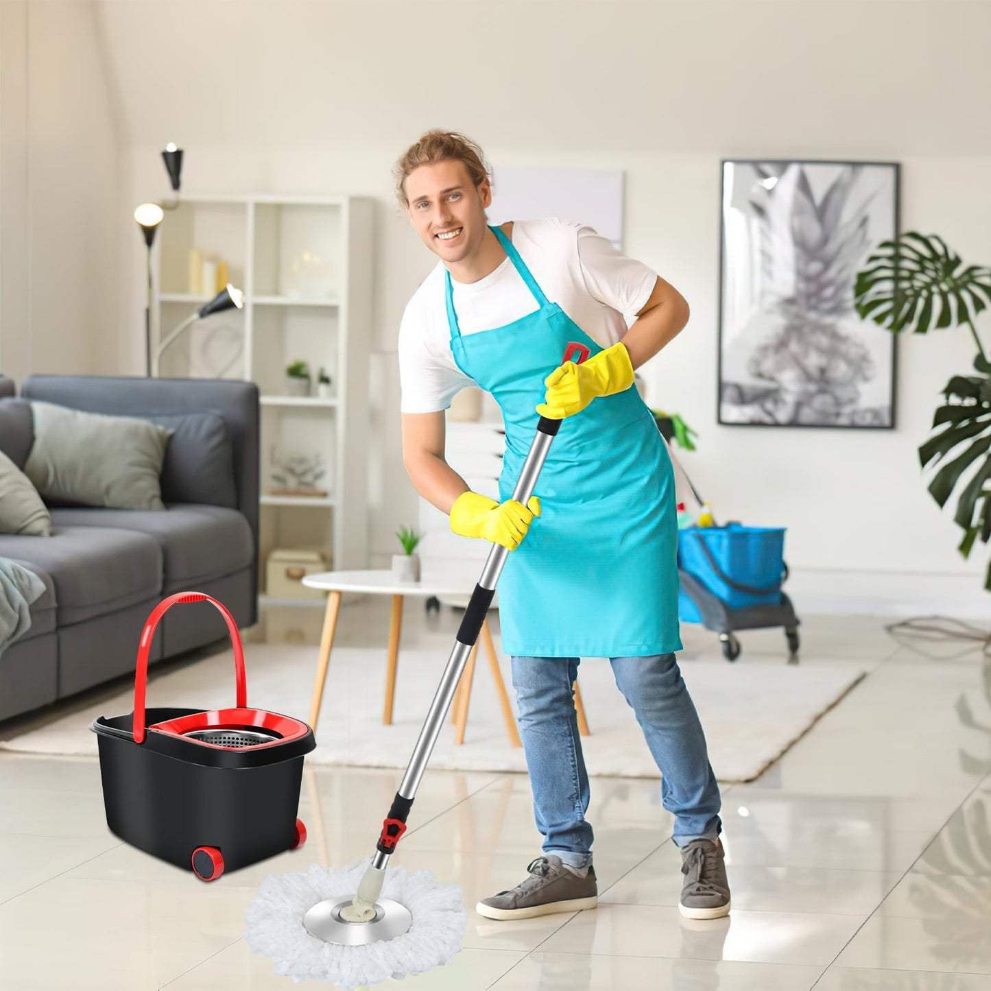 Wischmop Set Bodenwischer mit Eimer | Brehn