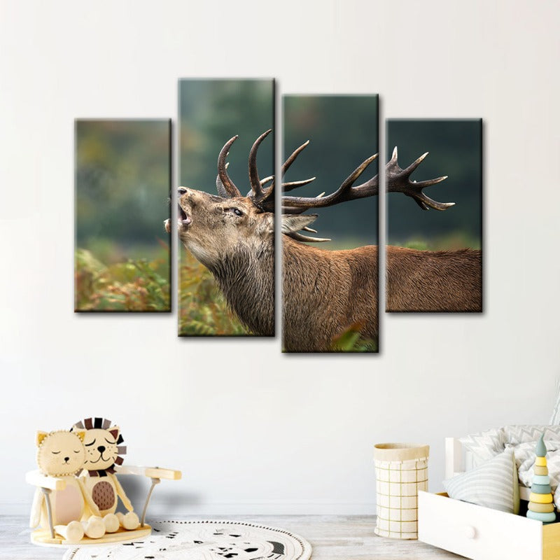 4 Stück Blökende Elch - Leinwand Wandkunst Malerei | Brehn