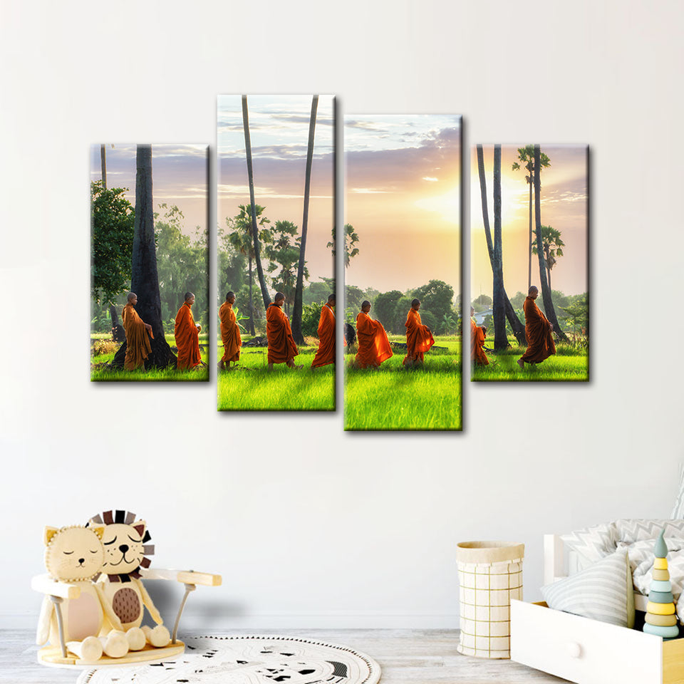 Morgen Spaziergang 4 Teile - Leinwand Wandkunst Malerei