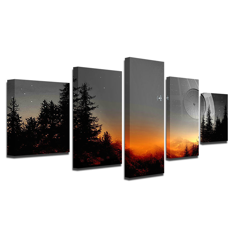 5-teiliges Leinwandbild „Sonnenuntergang“