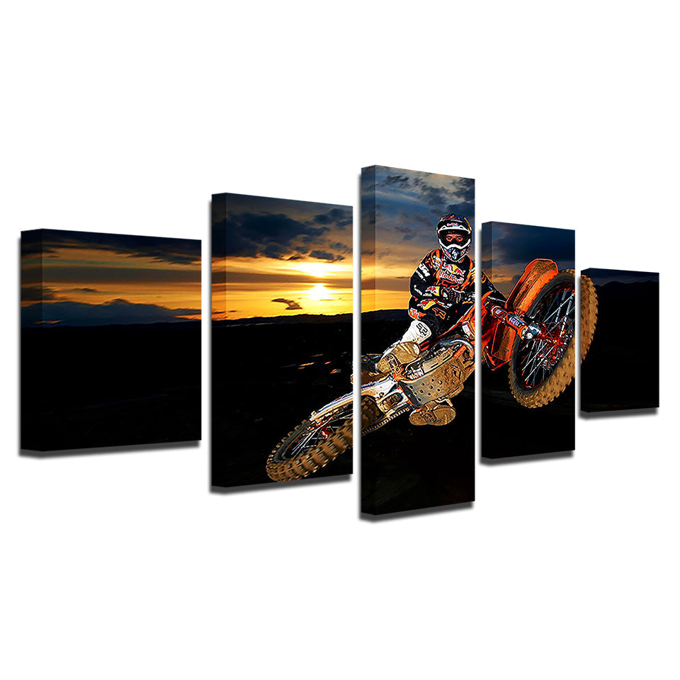 Motorbike Soaring 5 Teile - Leinwand Wandkunst Gemälde