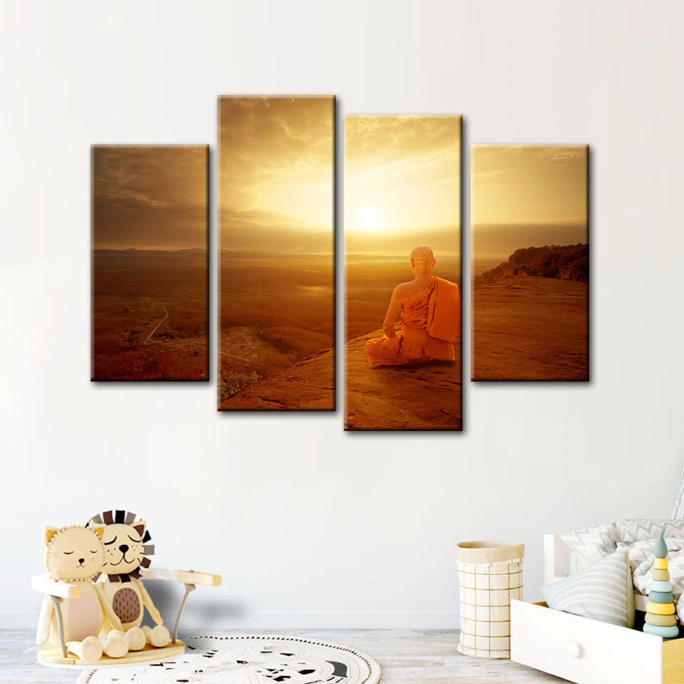 4-teilige ruhige Klippen-Sonnenuntergang - Leinwand Wandkunst Gemälde