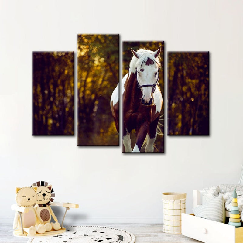 4 Stück Courtly Overo Pferd - Leinwand Wandkunst Malerei