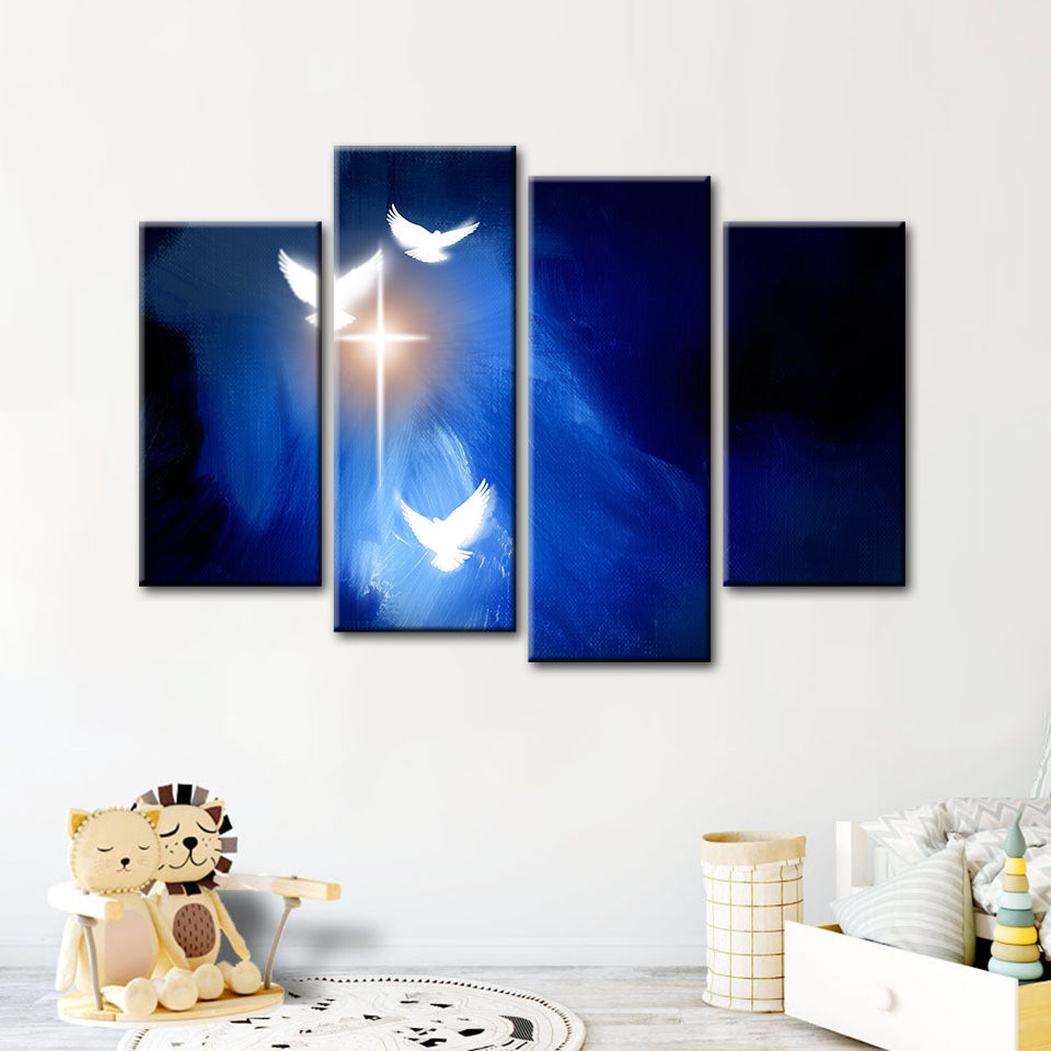 Glänzende Tauben, 4-teiliges Leinwandbild