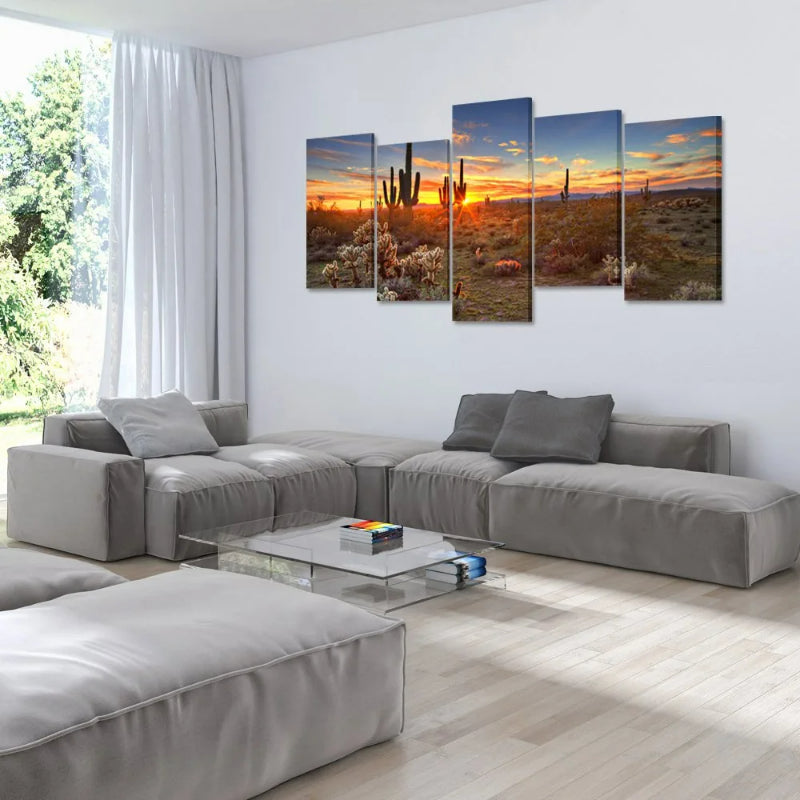 Set mit 5 Leinwandbildern mit natürlicher Wüstenlandschaft