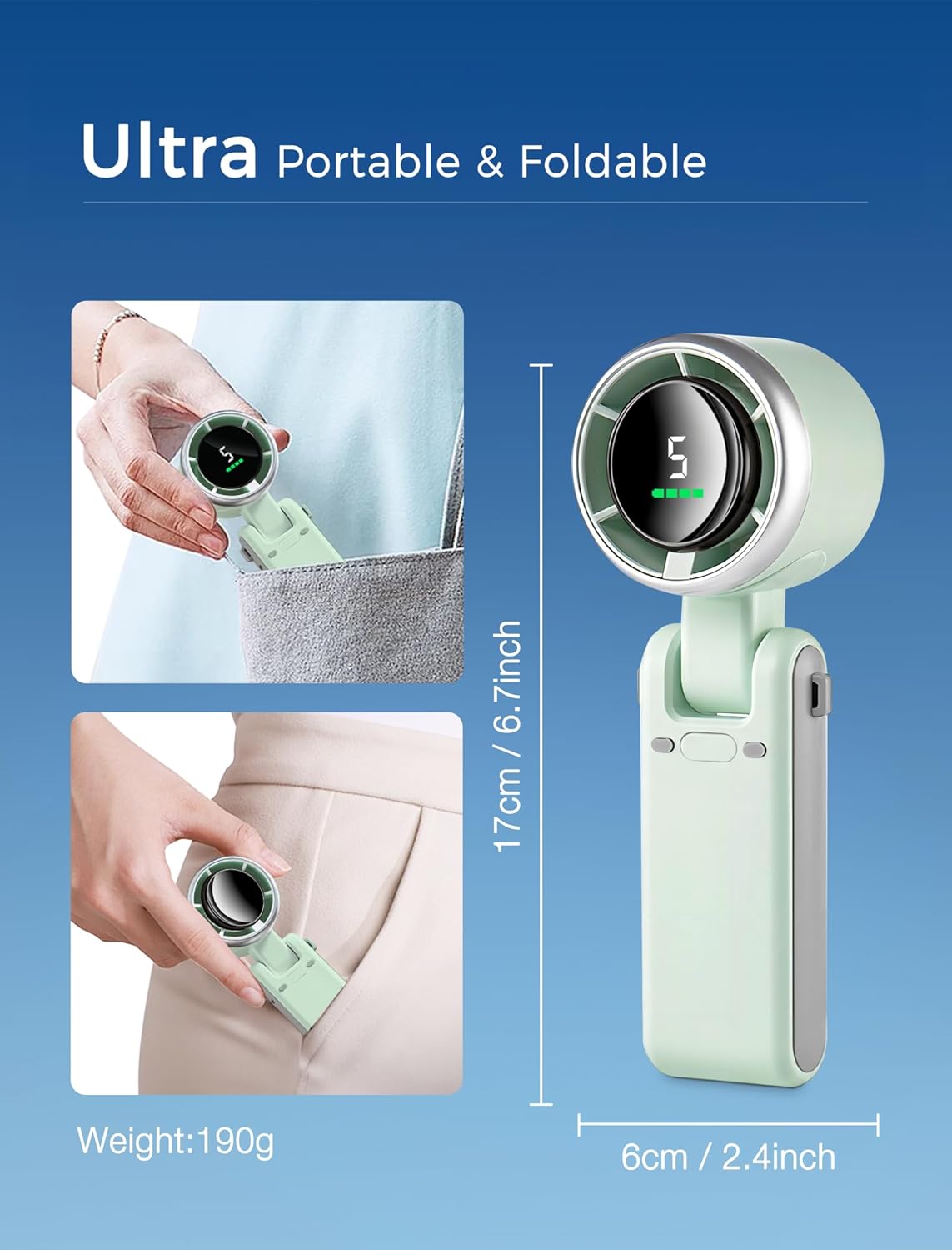 3-in-1 Mini Handheld Turbo Ventilator – Tisch-, Nacken- & tragbarer Kühlventilator (wiederaufladbar) | Brehn