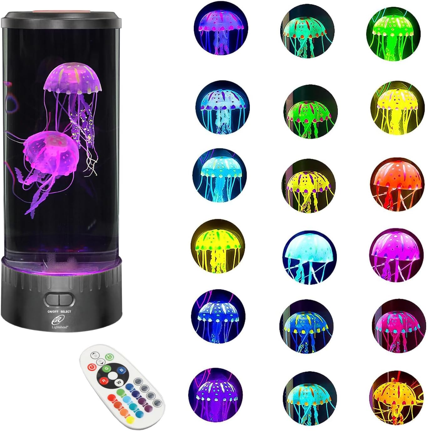 SerenitySphere – LED-Aquarium-Quallenlampe | Beruhigende Lavalampe mit 7 Farben | Atmosphärische Beleuchtung