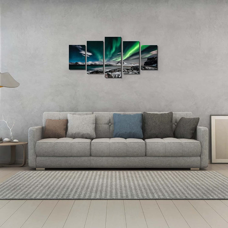 5-teilige Aurora Landschaft Leinwand Wandkunst Malerei