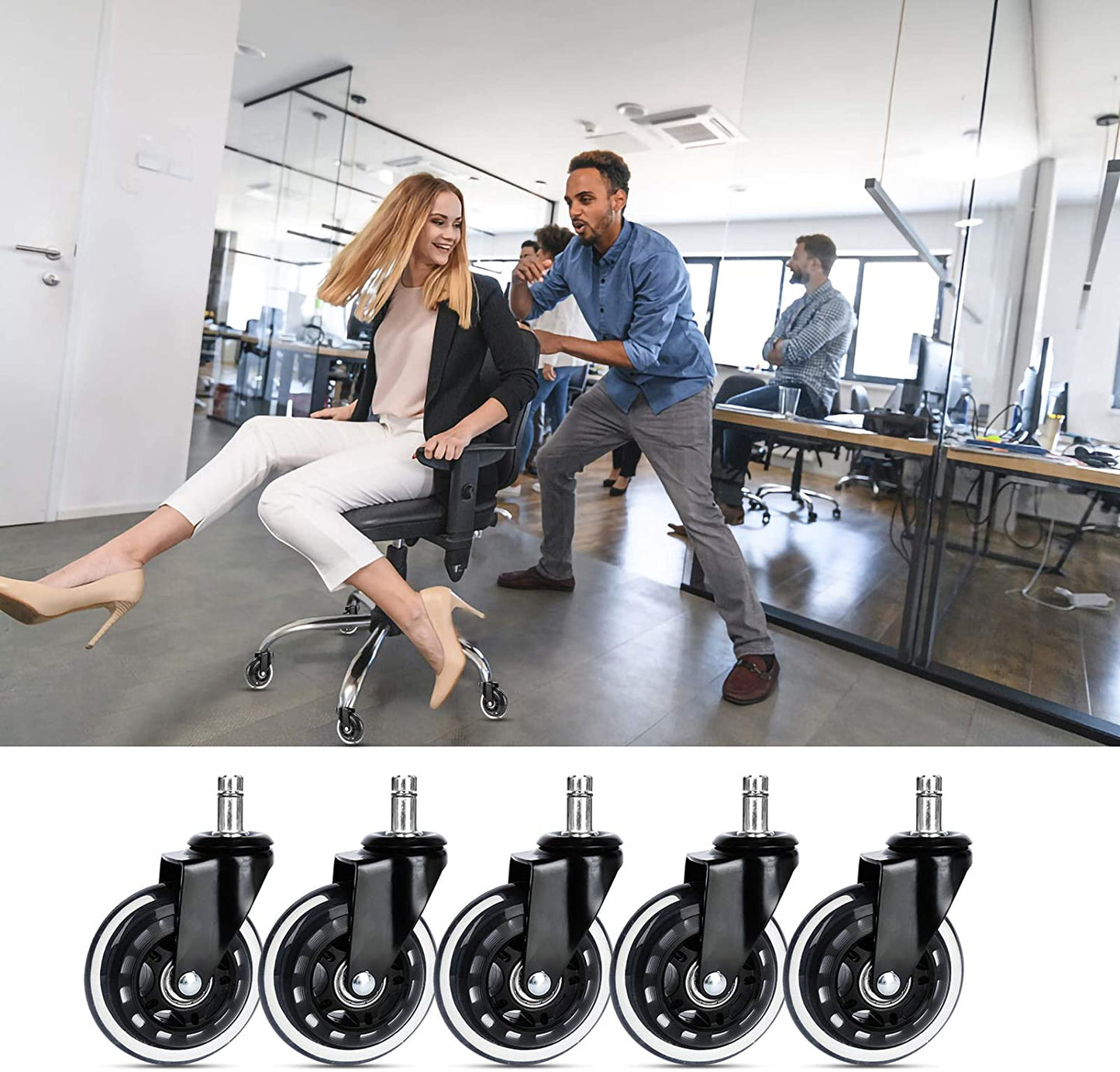 5X Set Hartbodenrollen Bürostuhlrollen | Brehn