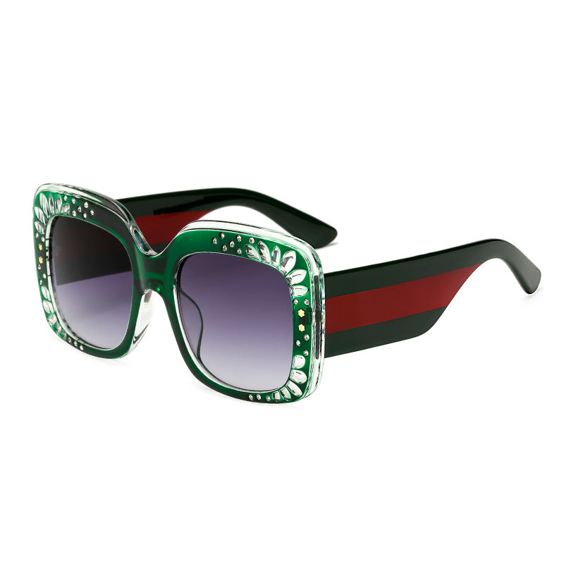 Damen oversized modische Sonnenbrille mit funkelnden Verzierungen Brehn