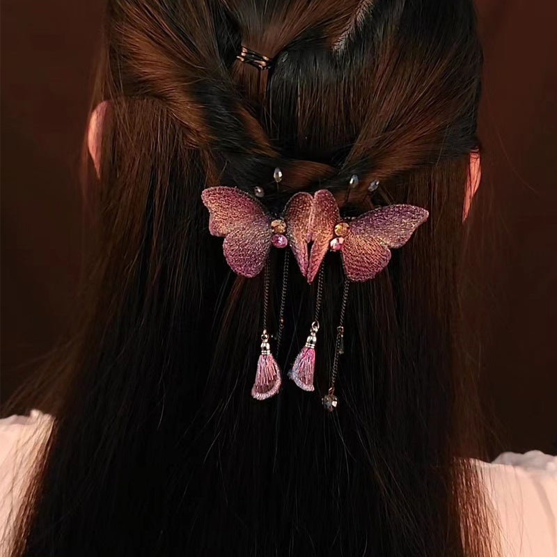 Brehn | Verträumte Schmetterling Haarspange mit Fransen