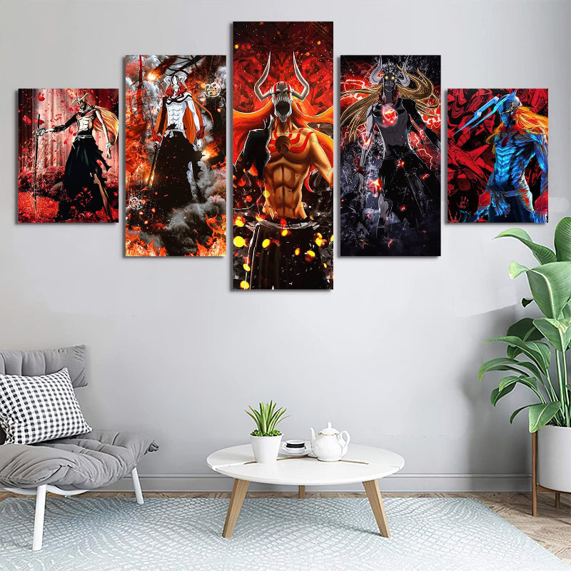 Set aus 5 Wandbildern mit dem Motiv „Seelenreißer“