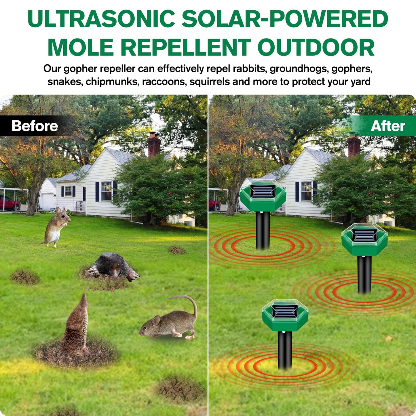 Ultrasonic Maulwurf Abwehrmittel 4er Pack