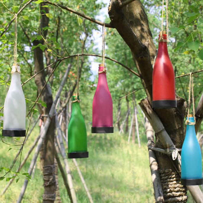 Brehn | 5 Stück Solar Weinflasche Licht Außen Deko Plastik LED Hängeleuchte