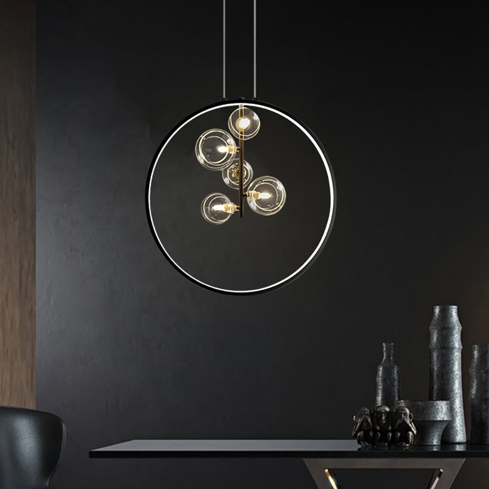 Brehn | Minimalistische Glasballen Pendelleuchte Schwarz