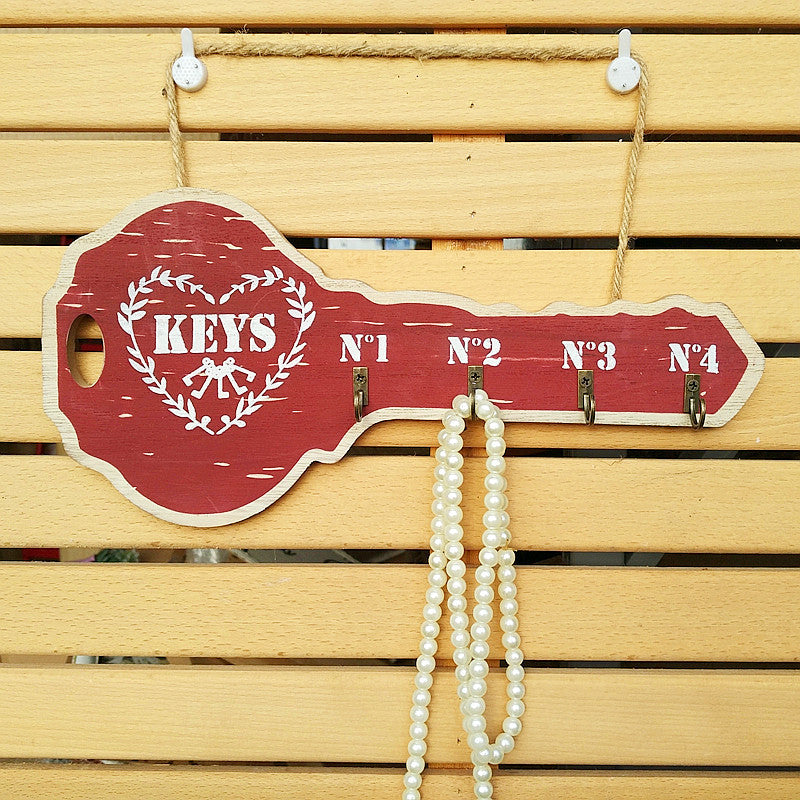 Vintage Schlüssel-förmiger Wandhaken Rack