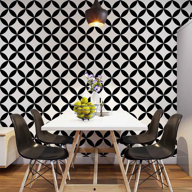 Brehn | Moderne Zwart-witte Behang Vinyl 33 voet x 20,5 inch Eenvoudige en Nordic Niet-gepaste Wandbekleding