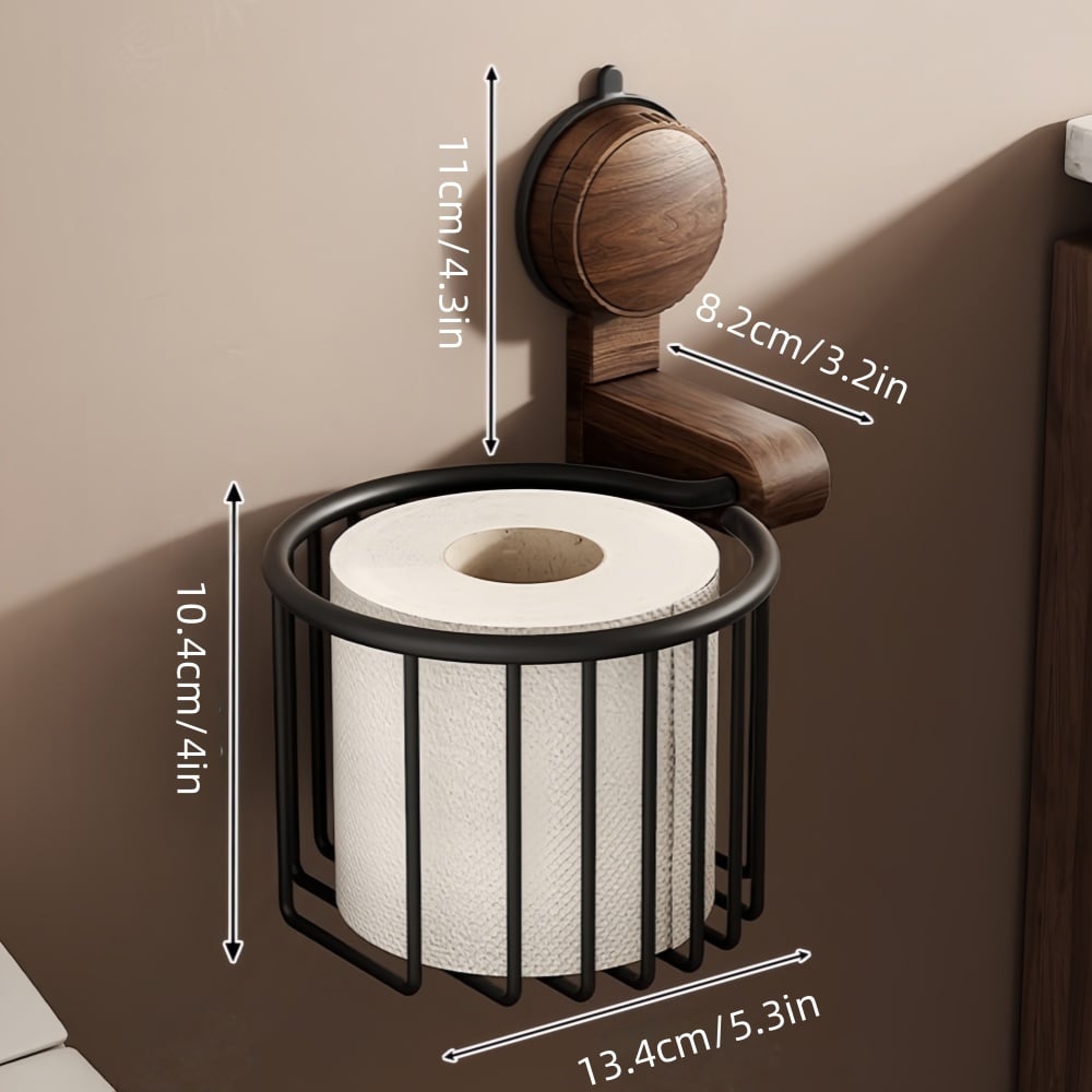Walnuss Holz Toilettenpapierhalter – bohrfrei mit Saugnapf | Brehn
