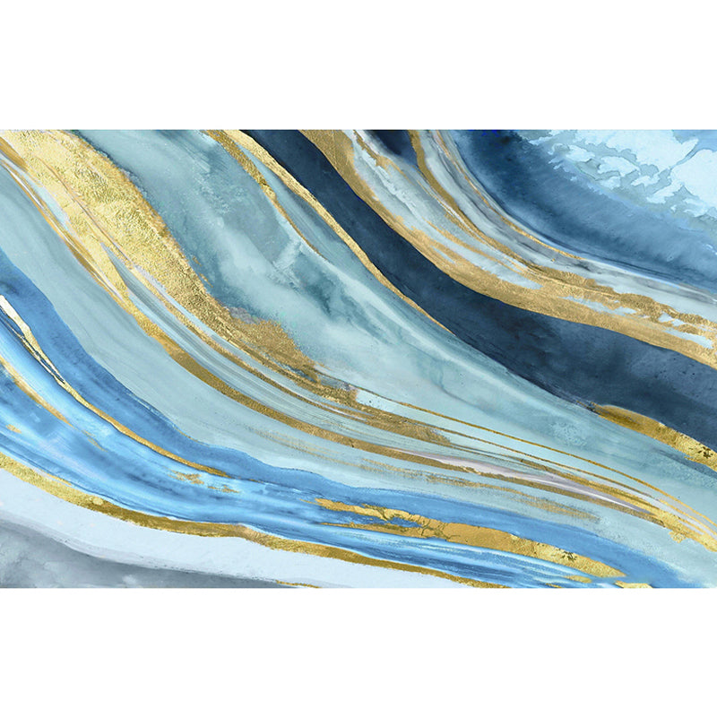 Brehn | Extra große Aquarelle Wandmalerei Skandinavisch 3D-Effekt Streifen Wandverkleidung in Blau